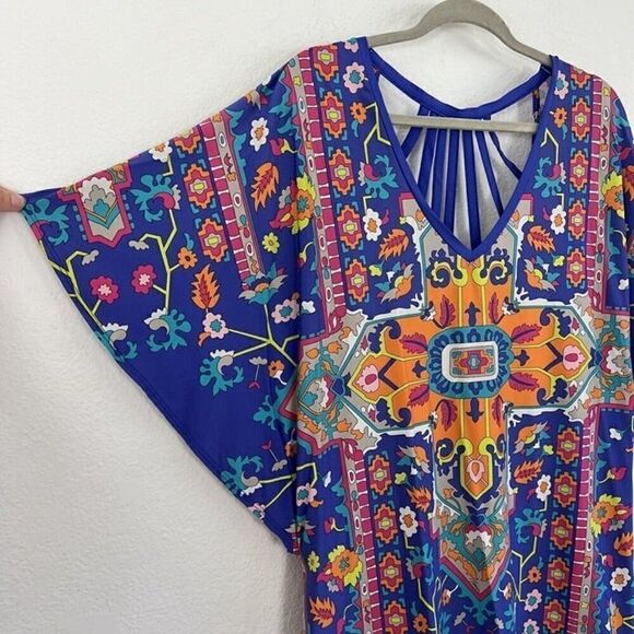 Trina Turk Tapestry Swim Cover Up Colorful Tunic Mini Dress Size Large NWOT - Picture 4 of 12